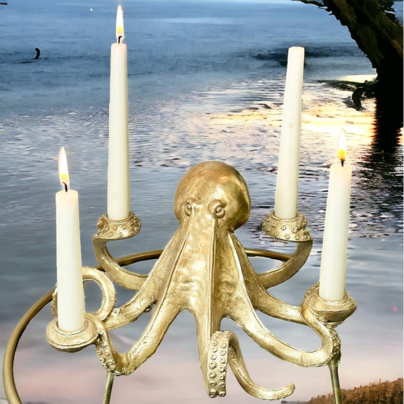 Gold Octopus Candle Stick