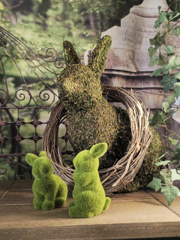 Set of 2 Flocked Green Bunny Ornaments - Image 5