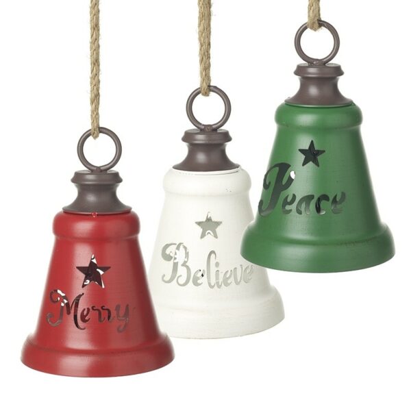 Mix Of 3 Red Green White Hanging Bells