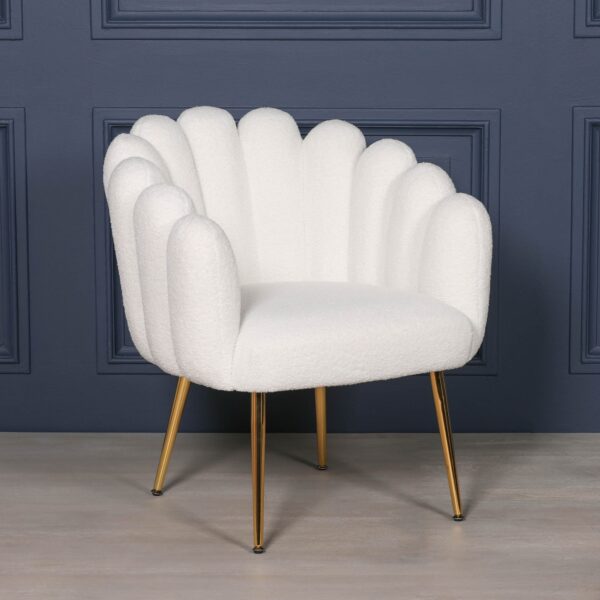 Boucle White Dining / Bedroom Chair - Image 2
