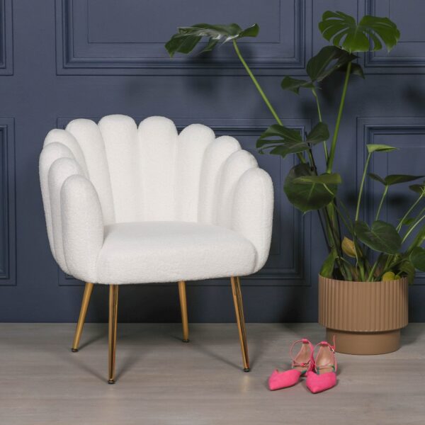 Boucle White Dining / Bedroom Chair - Image 3