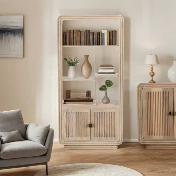 Hudson Carved Mango Wood Bookcase - Image 2