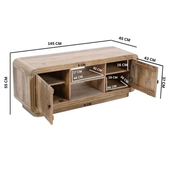 Hudson | Carved Mango Wood 2 Door TV Cabinet - Image 3