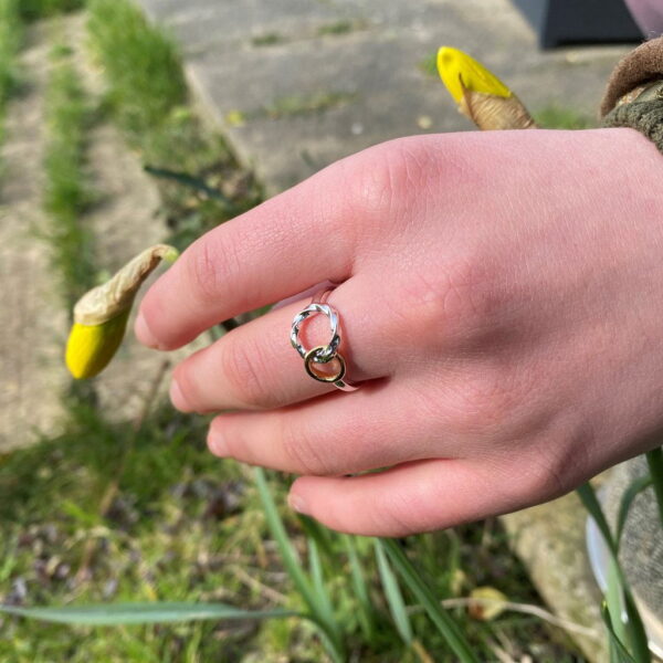 Twin Rope Ring |Sterling silver | Textured ring interlocks with an 18ct gold vermeil - Image 4