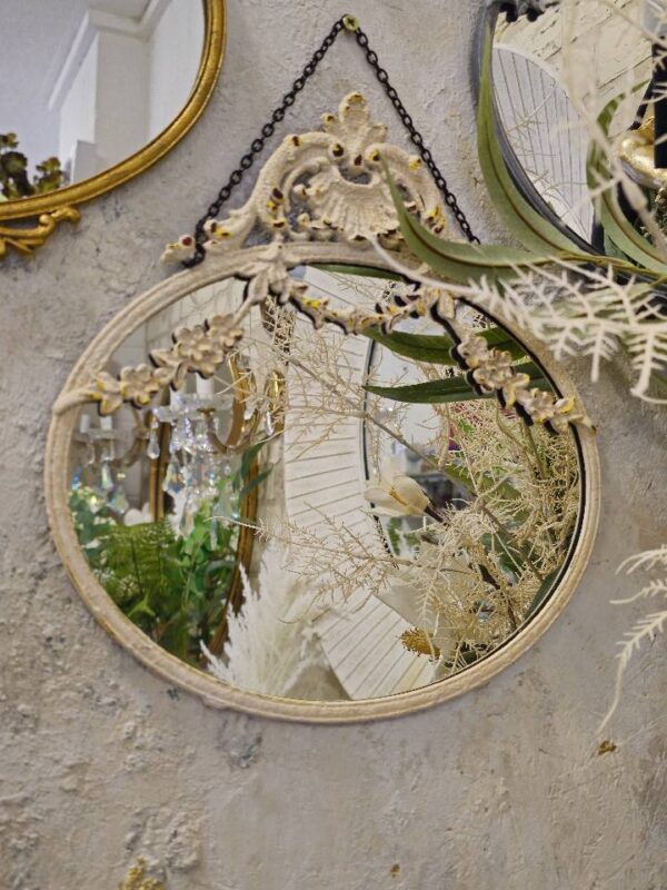 Vintage Style White Mirror With Swags - Image 2