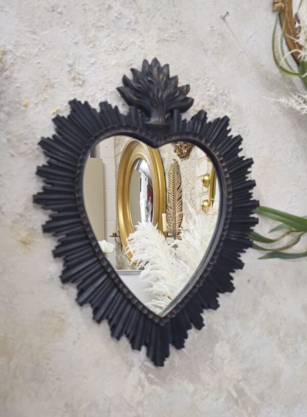Medium Black "Sacred Heart" Mirror - Image 2