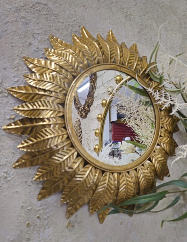 Small Gold Leaf Sun Mirror - Image 2