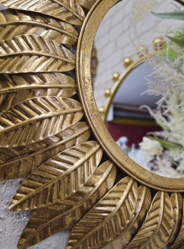 Small Gold Leaf Sun Mirror - Image 3