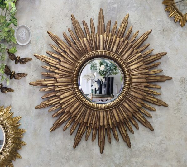 Large Antique Gold Sun Mirror - Image 2