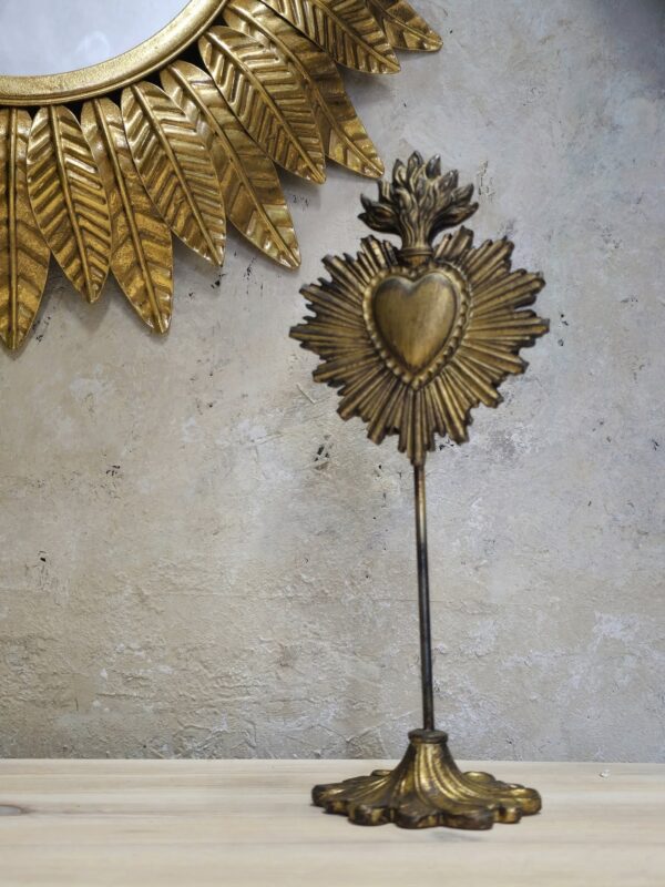 Gold "Sacred Heart" Ornament on Stand - Image 3