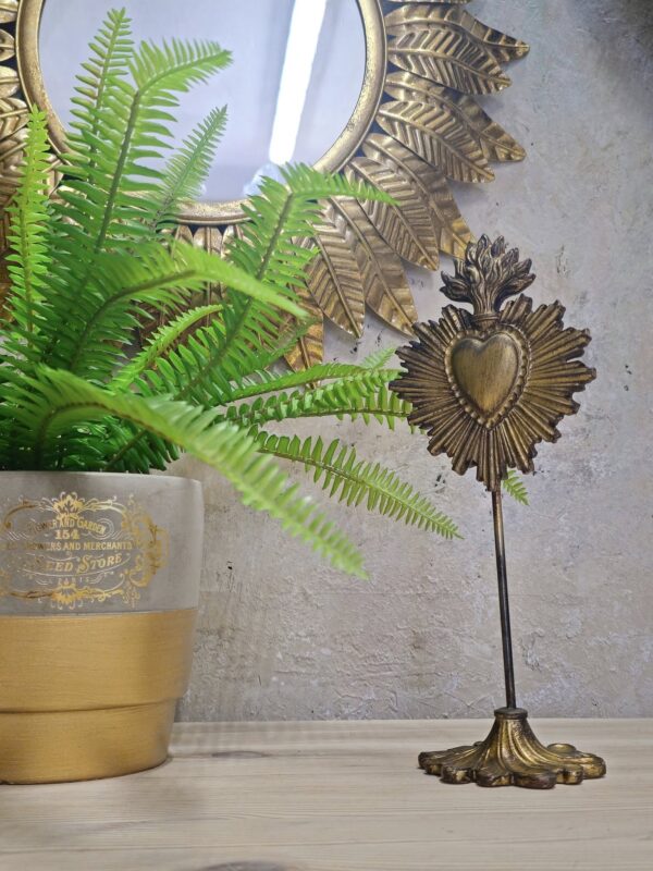 Gold "Sacred Heart" Ornament on Stand - Image 2
