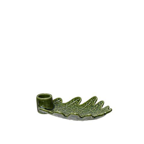 Green Dolomite Leaf Candle Holder