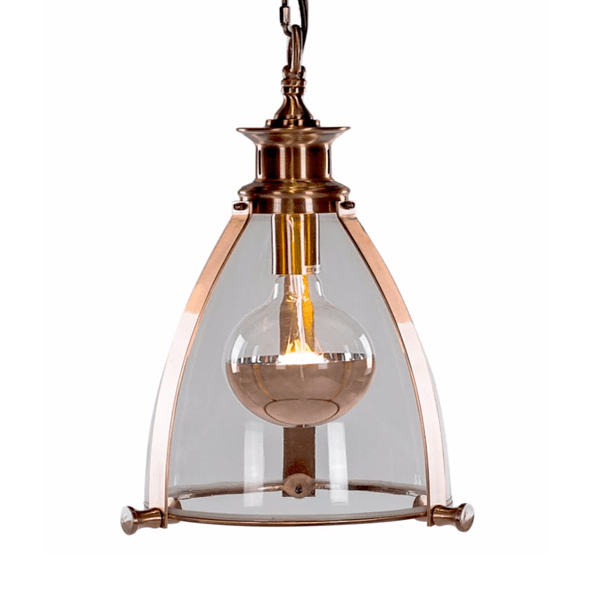 Copper And Glass Lantern Ceiling Light