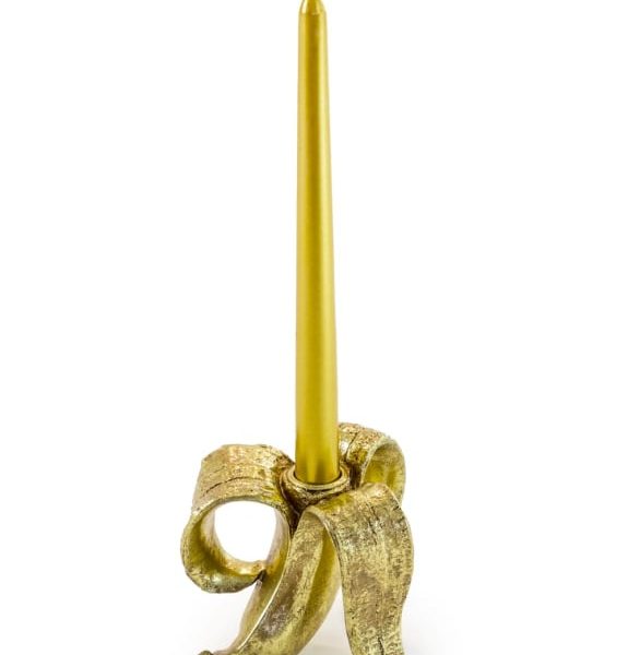 Peeled Antique Gold Banana Candle Holder