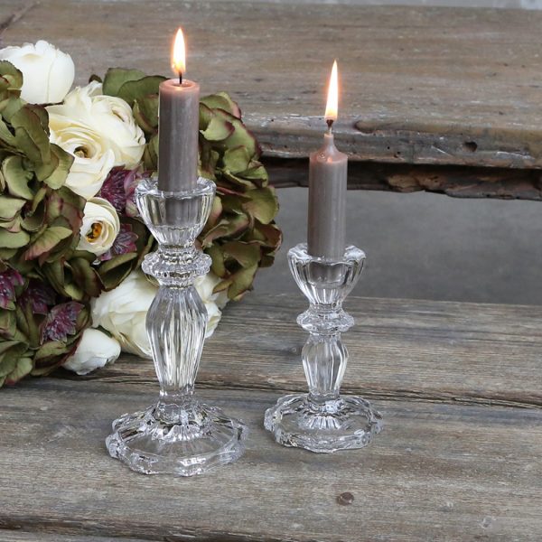 Glass Candlestick with Lace Edge