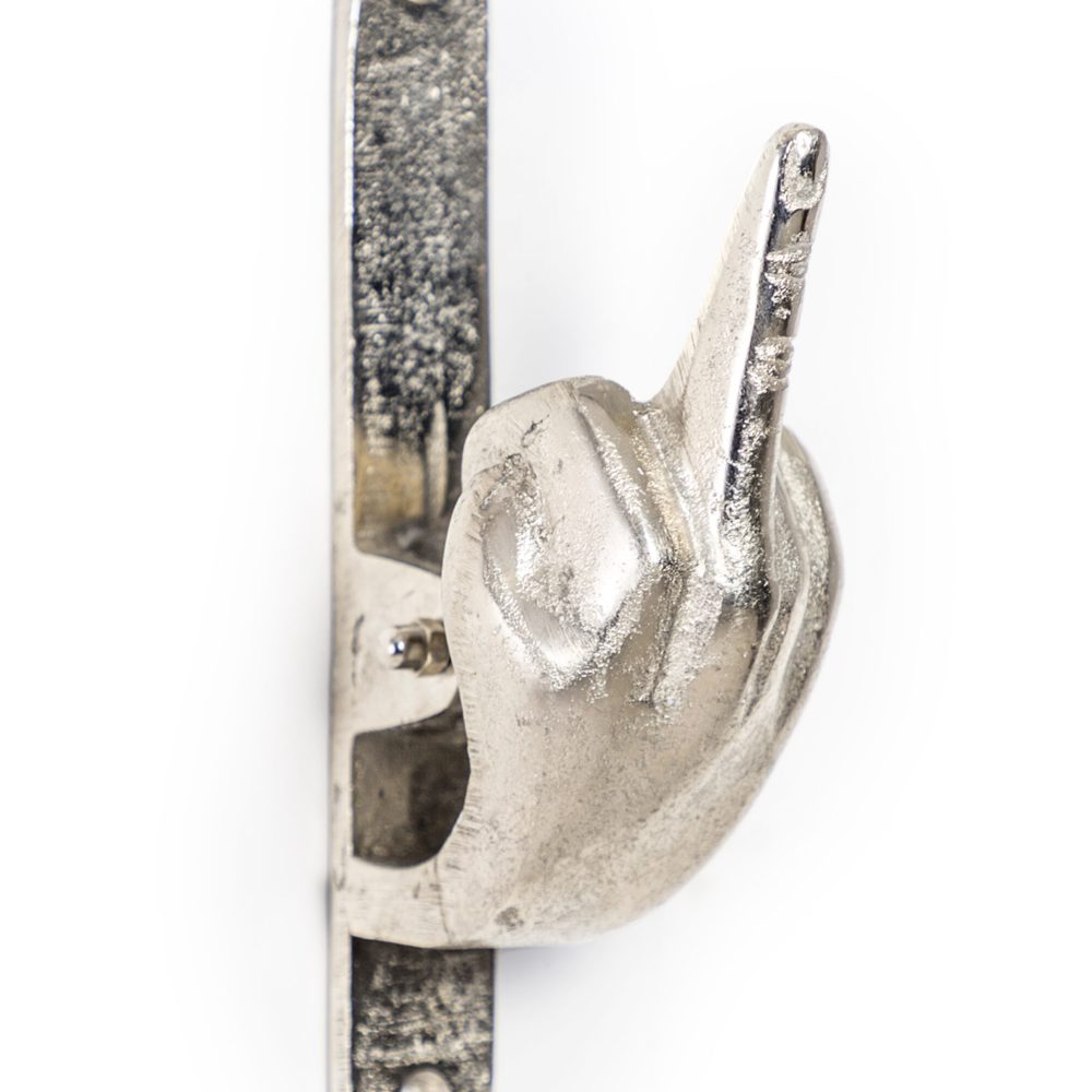 Raw Nickle Middle Finger Door Knocker