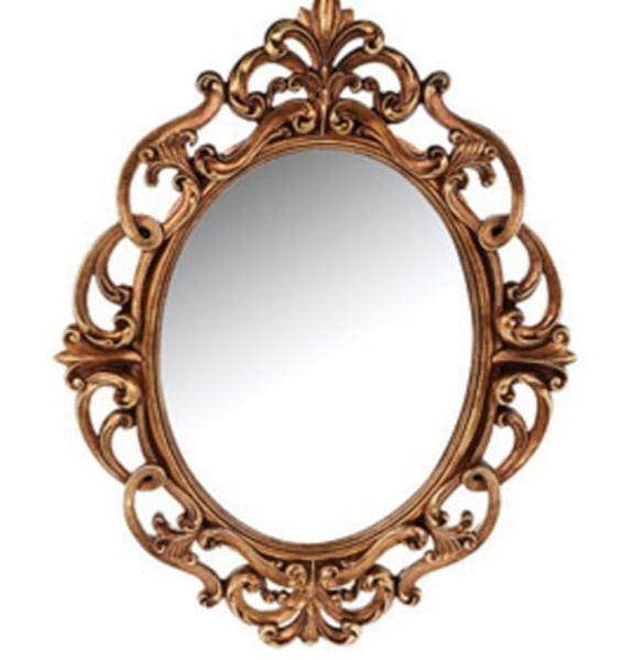 Antique Gold Ornate Baroque Oval Wall Mirror