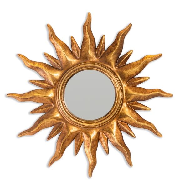 Antique Gold Sunburst Framed Convex Mirror