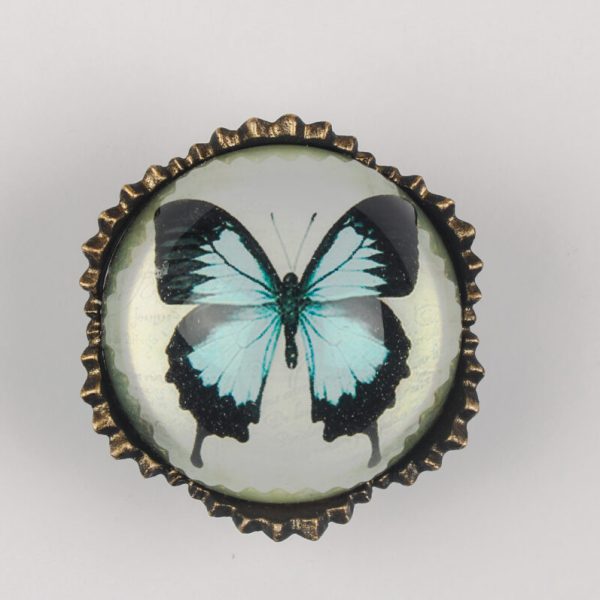 Blue Butterfly Glass Ball Drawer Knob