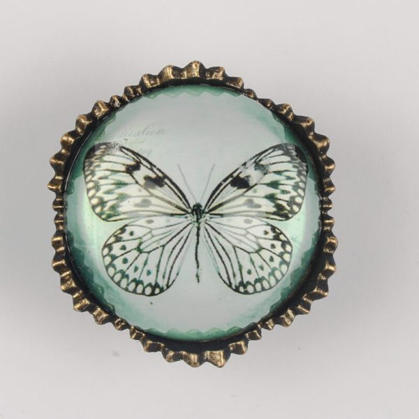 Green Butterfly Glass Ball Drawer Knob