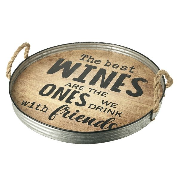 Best Wines Wooden Tray With Rope Handles
