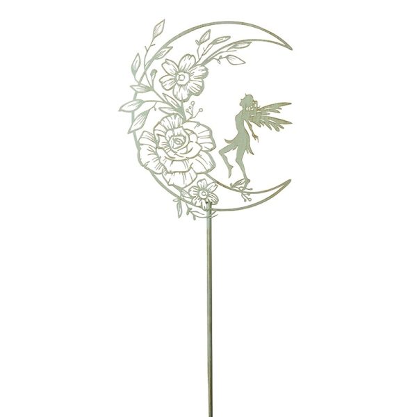 Half Moon Flower Metal Fairy Stake