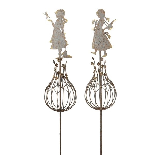 Girl Metal Garden Stake Set Of Two