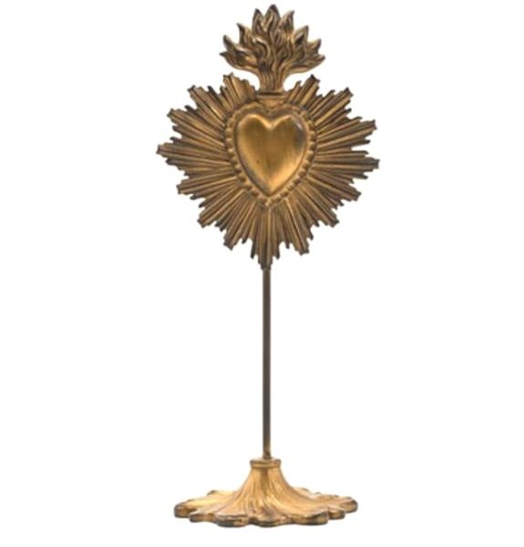 Gold "Sacred Heart" Ornament on Stand