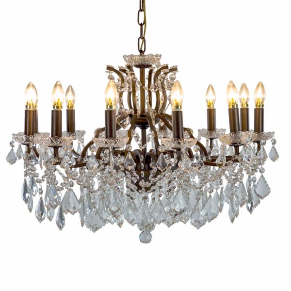 Large 12 Branch Bronze Shallow Chandelier