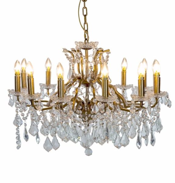 Large 12 Branch Brushed Gold Shallow Chandelier