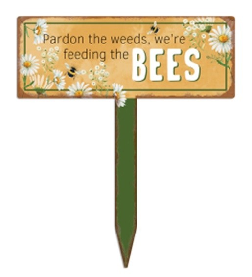 Metal Bees Garden Stake Sign