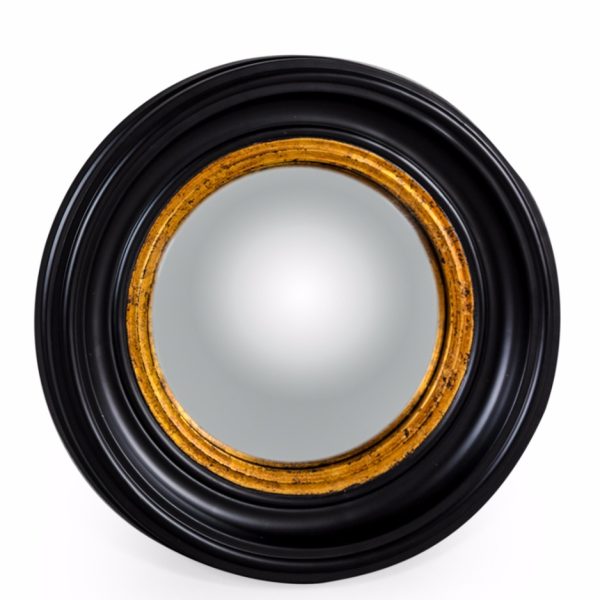 Small Black And Gold Convex Mirror