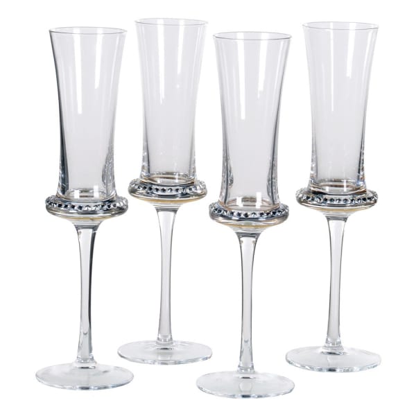 Set of 4 Diamante Shaped Champagne Flutes
