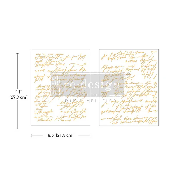 Shimmering Script | Redesign With Prima/Kacha Foil Decor Transfer