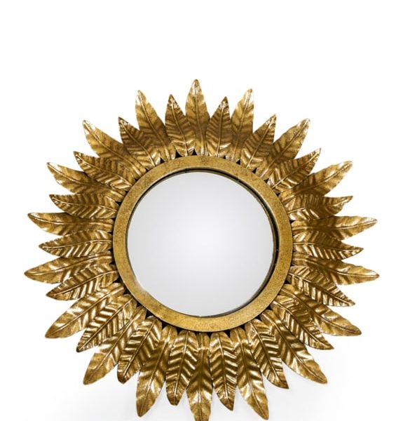 Small Gold Leaf Sun Mirror