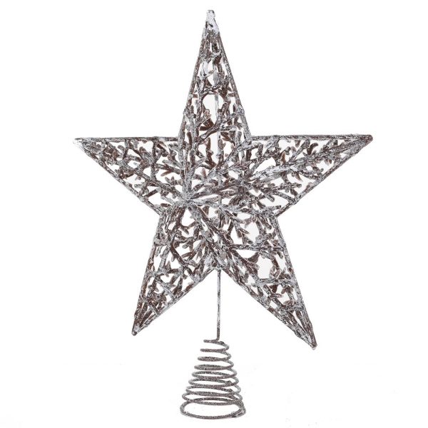 Silver Glitter Star Tree Topper | Christmas Tree Decor