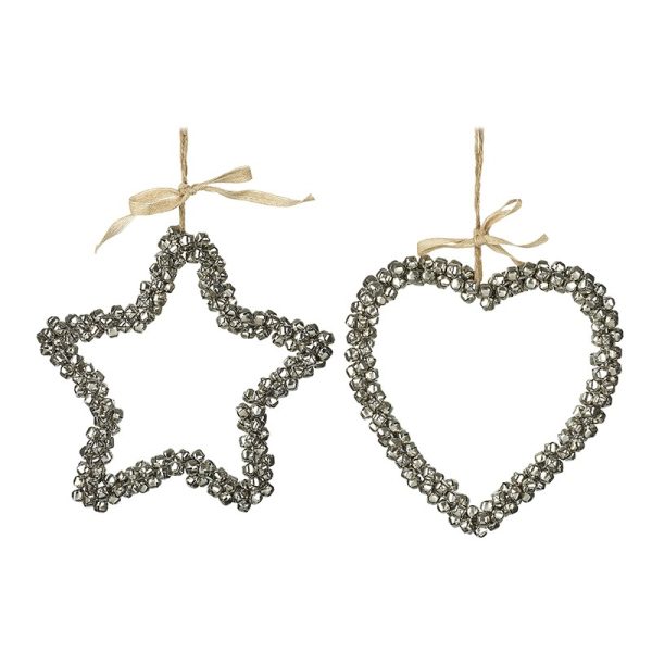 Bell Star & Heart Christmas Decorations ( Set Of 2)