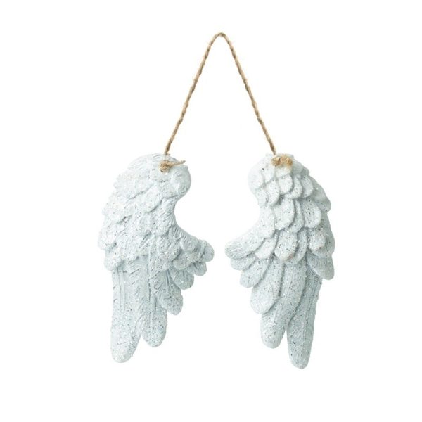 Hanging White Angel Glitter Wings