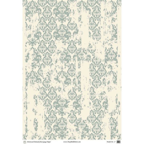 Distressed Damask | Belles & Whistles A1 Decoupage Paper