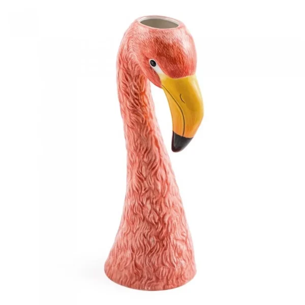 Large Ceramic Pink Flamingo Head Vase
