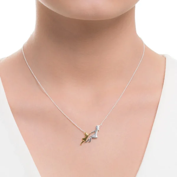 Mother & Daughter Conneted At The Heart Sterling Silver Neclace