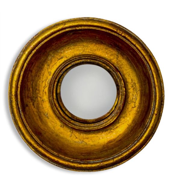 Antiqued Gold Deep Framed Extra Small Convex Mirror