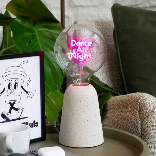 Dance All Night Neon Text Bulb And Desk Lamp