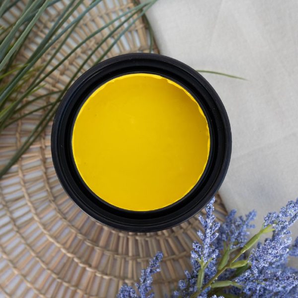 Dixie Belle Terra Clay Paint in Daffodil, a bright, cheerful yellow clay paint, ideal for furniture, walls, and creative DIY projects.