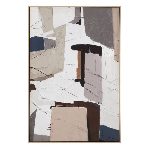 Abstract multi-coloured wall art with bold overlapping shapes and expressive brushstrokes in vibrant red, blue, yellow, and green tones, creating a dynamic and modern composition.