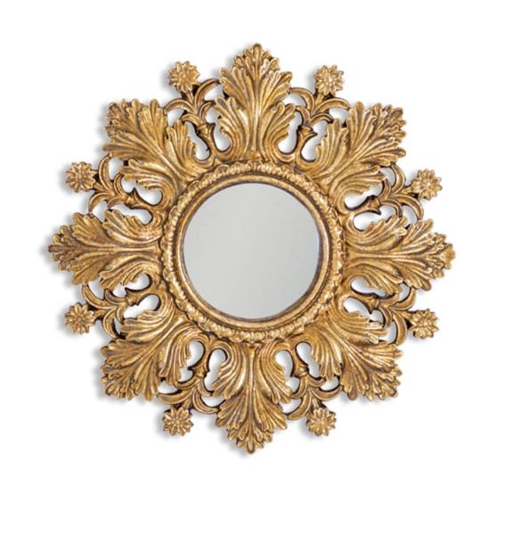 Vintage-style ornate gold framed convex wall mirror