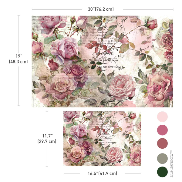 Double Delight decoupage paper set in dusty velvet mauve ideal for furniture upcycling and craft projects.
