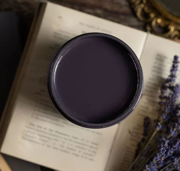 “Dark painted furniture transformation using Hearth Chalk Mineral Paint with soft black undertones.”