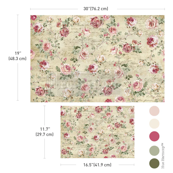 Timeless floral design with muted tones and vintage charm for craft projects.
